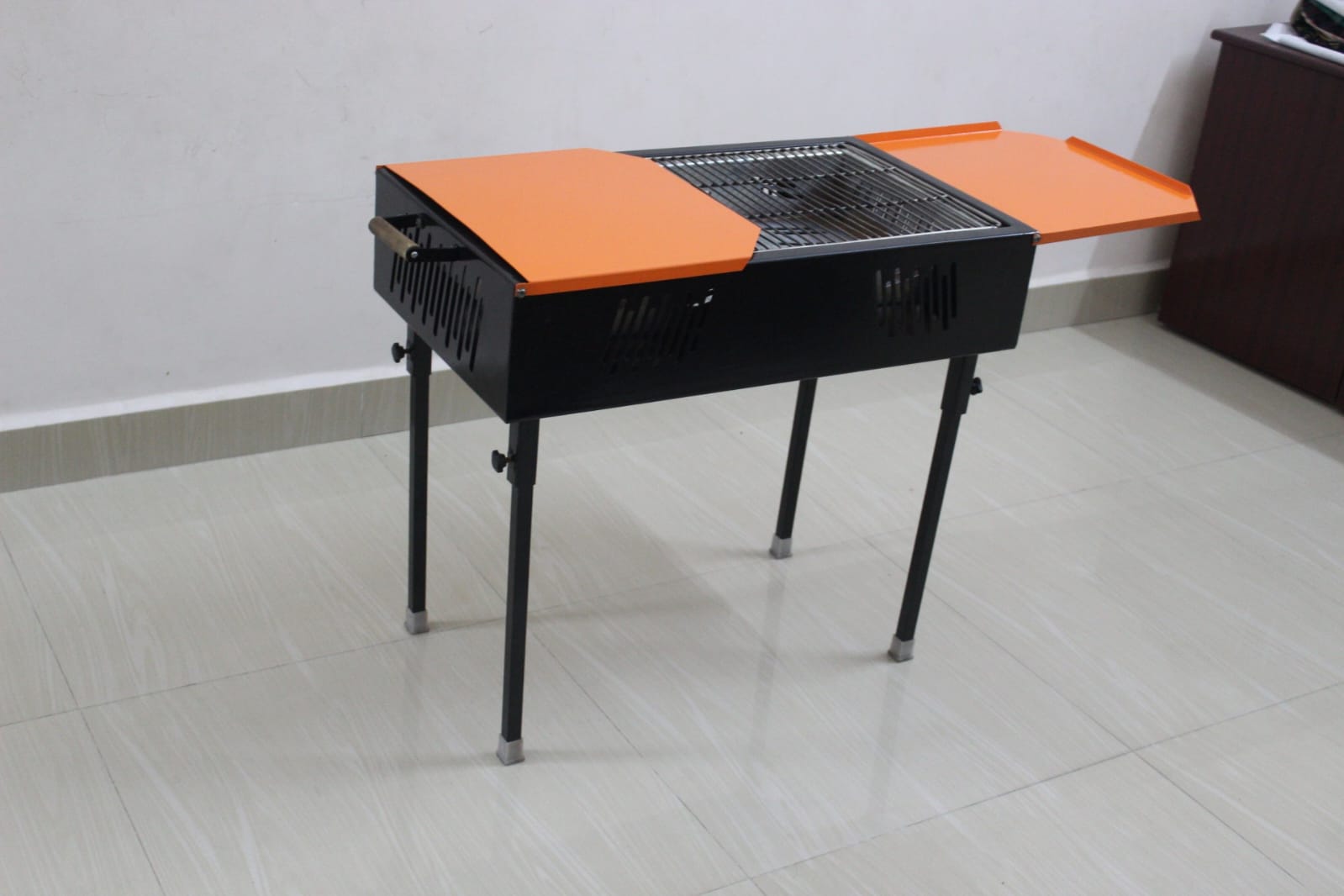 Grillon BBQ Grill Rental orange semi left open view